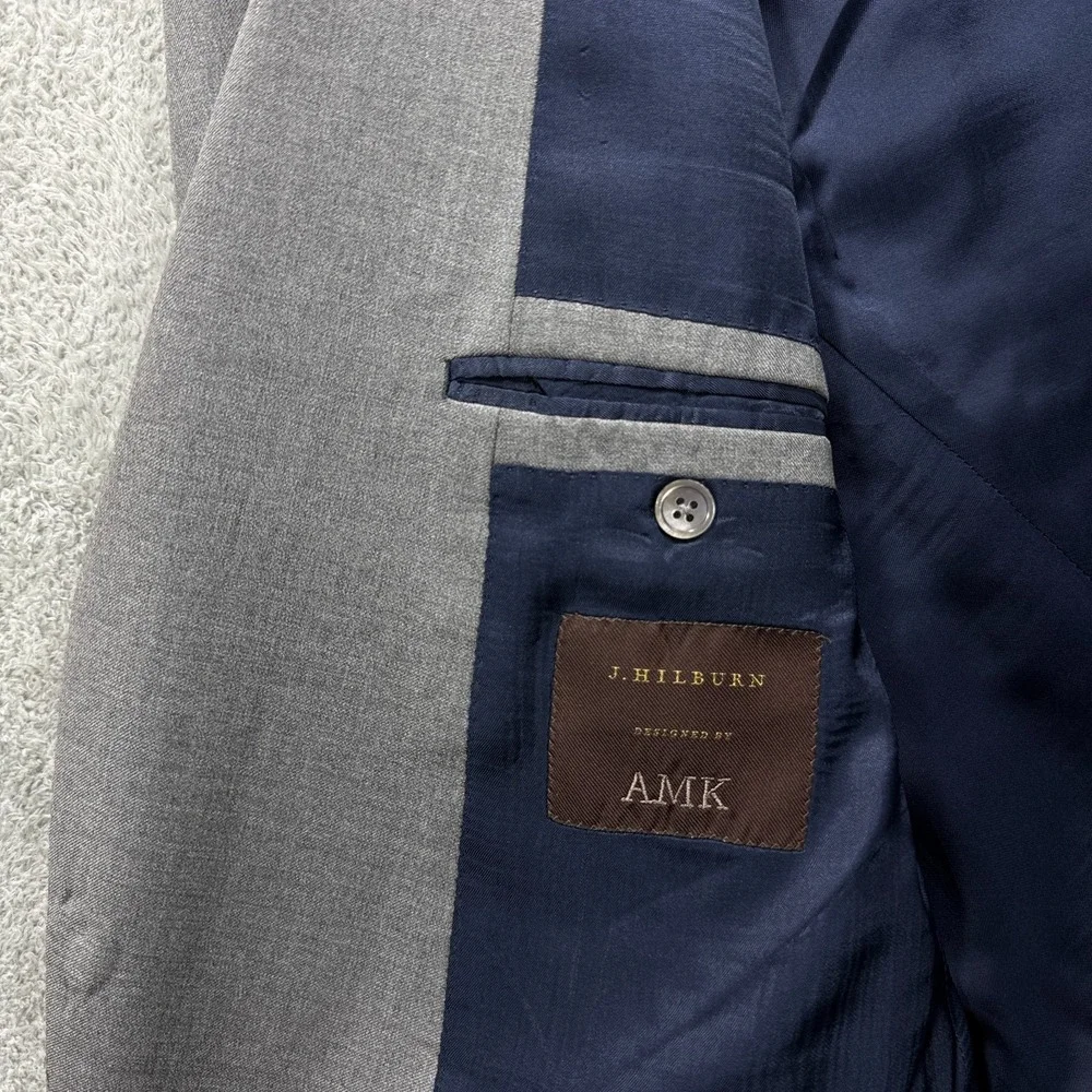 J.Hilburn Blazer Mens 47L Gray Wool Sport Coat Vitale Barberis Canonico Italy